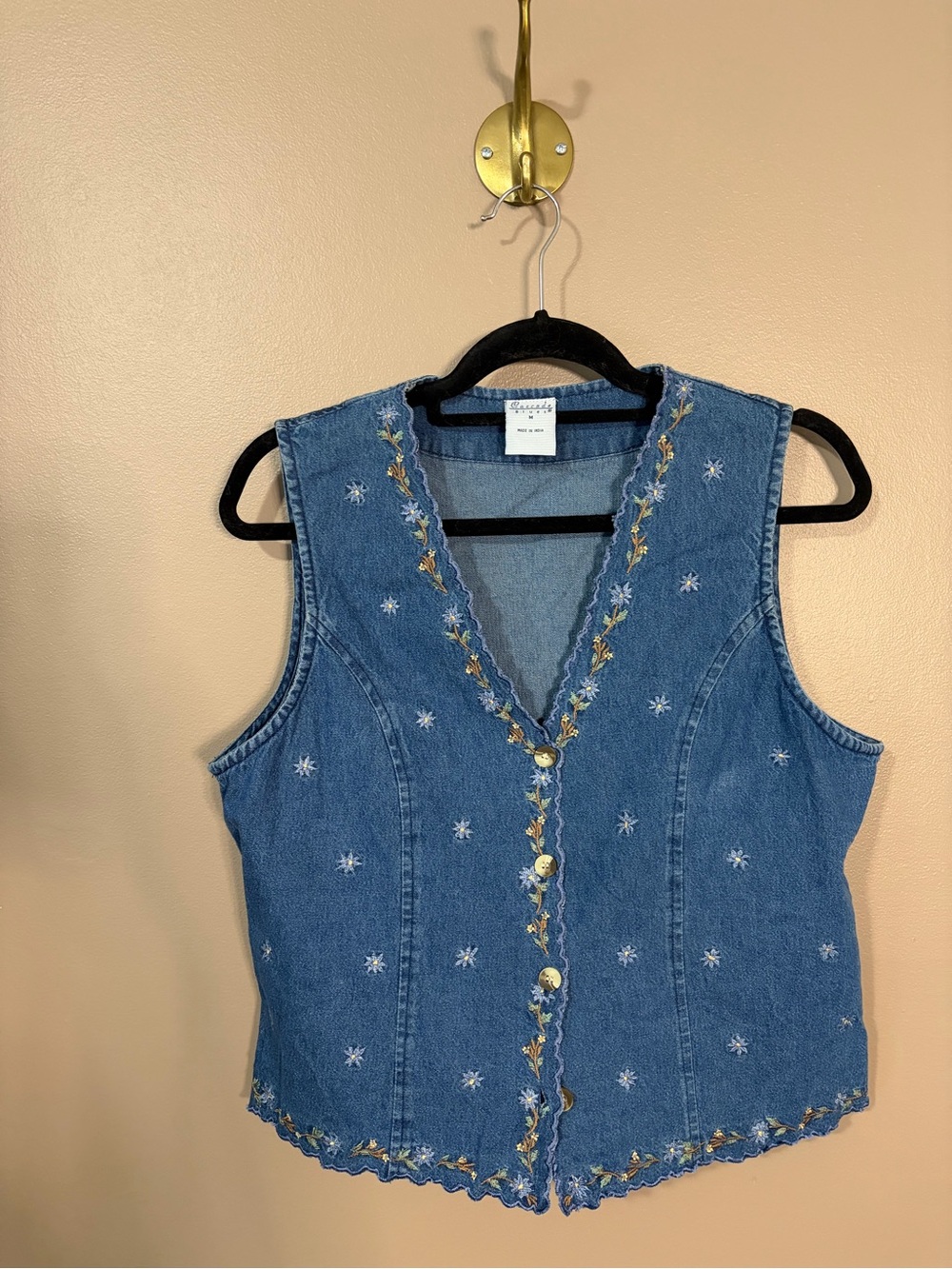Vintage Cascade Blues Denim Embroidered  Vest